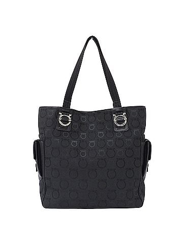 Salvatore Ferragamo Salvatore Ferragamo Ferragamo women's handbag, Gancini design, canvas tote bag, black, AU 21 5763. (view 1)