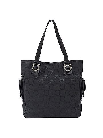 Salvatore Ferragamo Salvatore Ferragamo Ferragamo women's handbag, Gancini design, canvas tote bag, black, AU 21 5763. (view 2)