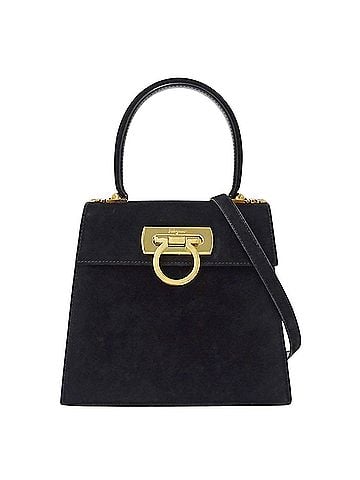 Salvatore Ferragamo Salvatore Ferragamo Ferragamo women's handbag, brand name, handbag/shoulder bag, 2-way, Gancini design, suede, black, BX-212193, black mini bag (view 1)