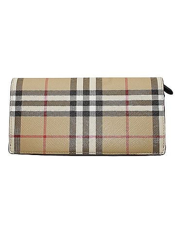 Burberry Burberry wallet for women and men, brand name, long wallet, leather, brown check pattern. (view 2)