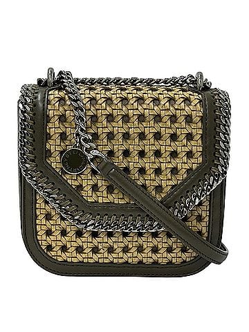 Stella McCartney Stella McCartney handbag for women, Falabella Box shoulder bag, wicker mini khaki, silver hardware, chain bag. (view 1)