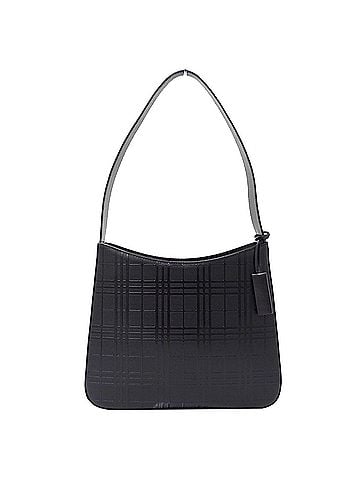 Burberry Burberry handbag for women, brand name shoulder bag, leather, black, check pattern, embossed, one-shoulder, bag. (view 1)