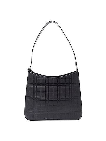 Burberry Burberry handbag for women, brand name shoulder bag, leather, black, check pattern, embossed, one-shoulder, bag. (view 2)