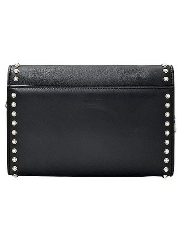 Jimmy Choo Jimmy Choo handbag for women, a brand name item, can be used as shoulder bag or clutch bag, 2-way, made of leather with faux pearls, black, chain strap, mini and pearl studs. (view 2)