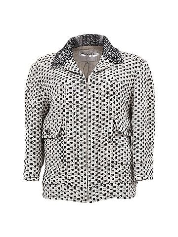 Chanel Chanel Polka Dot Zipped Jacket in Black And White Cotton Tweed (view 1)