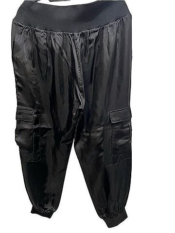 Cinq à Sept Black Satin Cargo Jogger Pants Cargo Pants (view 2)