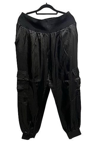 Cinq à Sept Black Satin Cargo Jogger Pants Cargo Pants (view 1)