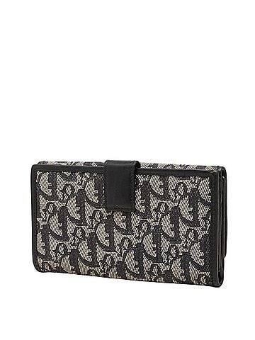 Christian Dior Christian Dior Dior Trotter Long Wallet, Black/Ivory Canvas Leather, Women's (view 2)