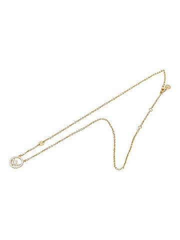 Fendi Fendi F is Rhinestone Pendant Necklace 8AL064 Metal Plated Women's FENDI (view 2)