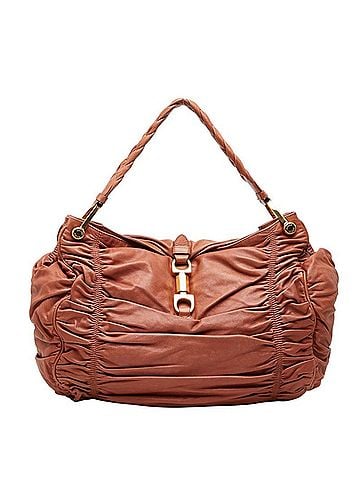 Bally Bally Gathered Braided One-Shoulder Bag Handbag Brown Leather Women's BALLY (view 1)
