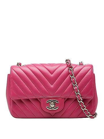 Chanel Chanel Coco Mark V-stitch Crossbody Chain Shoulder Bag, Pink Lambskin, Women's CHANEL (view 1)