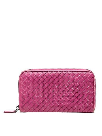 Bottega Veneta Bottega Veneta Intrecciato Round Zip Long Wallet 114076 Purple Leather Women's BOTTEGAVENETA (view 1)