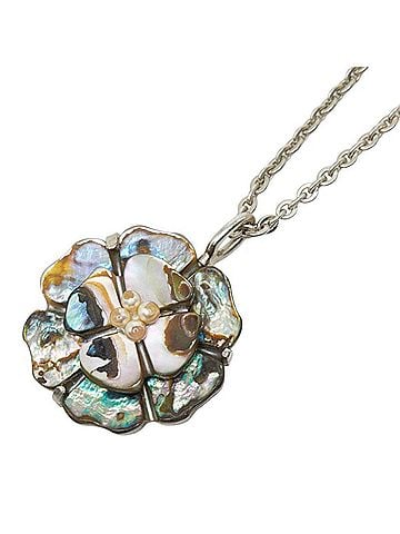 Chanel Chanel Camellia Vintage Chain Necklace Pendant 98A Silver Multicolor Metal Shell Faux Pearl Women's CHANEL (view 1)