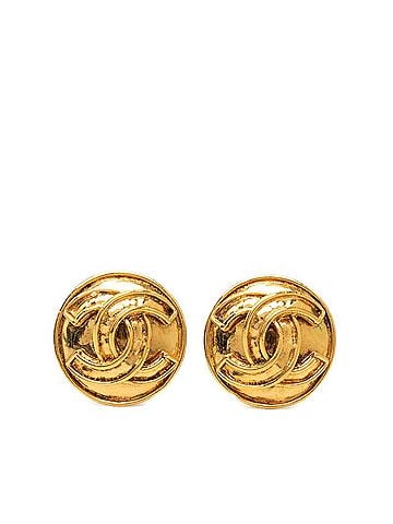 Chanel Chanel Coco Mark Round Vintage Earrings 94P Gold Plated Women's CHANEL (view 1)