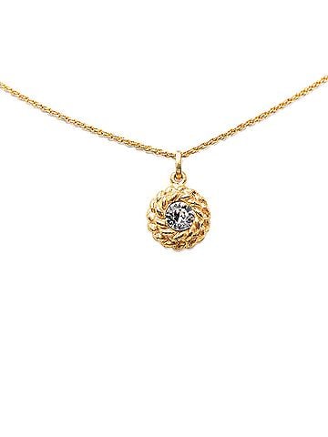 Chanel Gold Plated Crystal Round Pendant Necklace (view 1)
