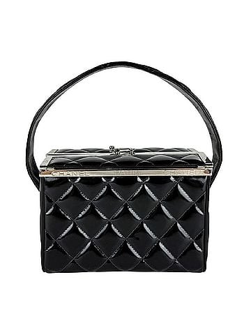 Chanel Chanel CHANEL handbag, patent leather, black and silver, women's z11000 (view 1)