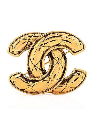 Chanel Vintage Quilted CC Brooch Metal (view 1)