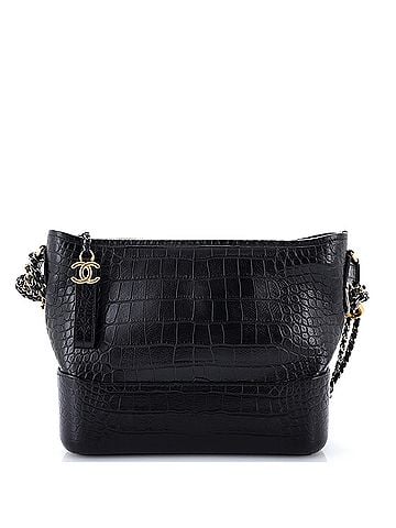 Chanel Gabrielle Hobo with Logo Handle Crocodile Embossed Calfskin Medium (view 1)