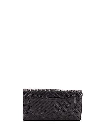 Chanel So Black L-Yen Wallet Chevron Lambskin (view 2)