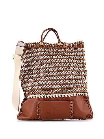 Valentino Garavani Identity Flat Tote Leather and Crochet (view 1)