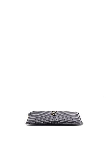 Saint Laurent Classic Monogram Zip Bill Pouch Matelasse Chevron Leather Large (view 2)