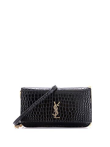 Saint Laurent Classic Monogram Phone Holder Shoulder Bag Crocodile Embossed Leather (view 1)