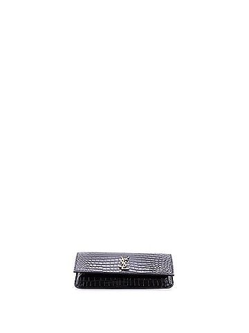Saint Laurent Classic Monogram Phone Holder Shoulder Bag Crocodile Embossed Leather (view 2)