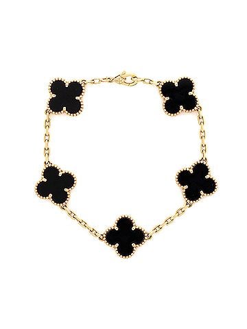 Van Cleef & Arpels Vintage Alhambra 5 Motifs Bracelet 18K Yellow Gold and Onyx (view 1)