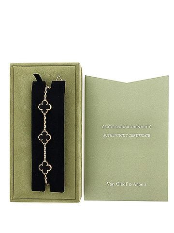 Van Cleef & Arpels Vintage Alhambra 5 Motifs Bracelet 18K Yellow Gold and Onyx (view 2)