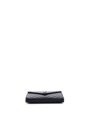 Saint Laurent Classic Monogram Wallet on Chain Matelasse Chevron Leather Medium (view 2)
