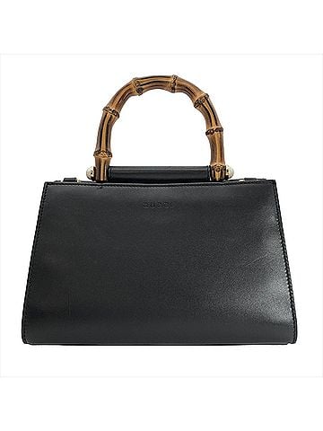 Gucci Gucci Nymphaea Bamboo Handle Handbag, 2-Way, Genuine Leather, 470271, Black, F021337332 (view 1)