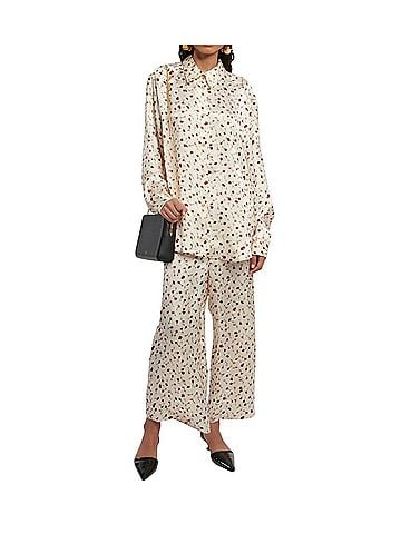 Khaite Mindy Wide Leg Silk Pants (view 2)