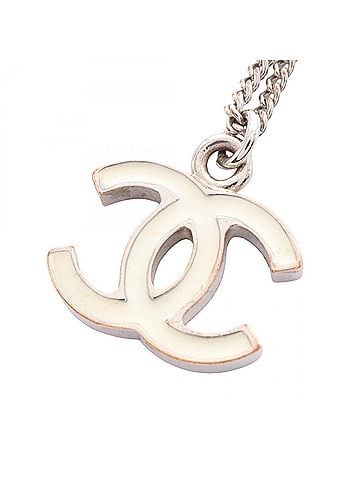 Chanel Chanel Coco Mark Necklace, Gold Plated (GP), Women's, Gold/White, 07 V (view 1)