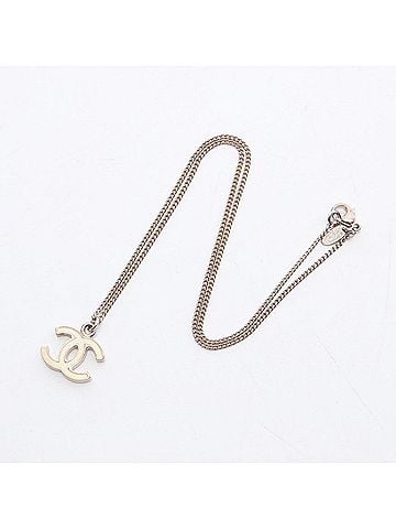Chanel Chanel Coco Mark Necklace, Gold Plated (GP), Women's, Gold/White, 07 V (view 2)