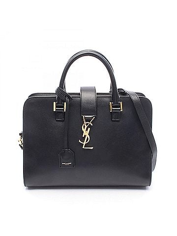 Saint Laurent Yves Saint Laurent Saint Laurent Paris Monogram Cabas 2-Way Handbag, Leather, Women's, Black, 357395 (view 1)