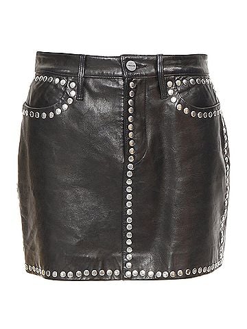 FRAME Frame Lambskin Leather Studded Skirt (view 1)
