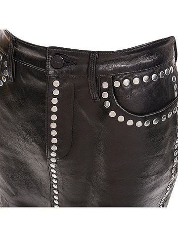 FRAME Frame Lambskin Leather Studded Skirt (view 2)