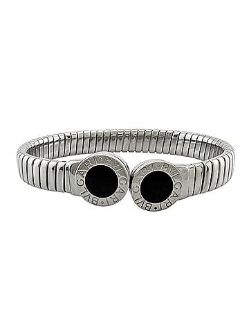 Bvlgari Bulgari Tubogas Bangle, Stainless Steel, Onyx, Women's BVLGARI (view 1)