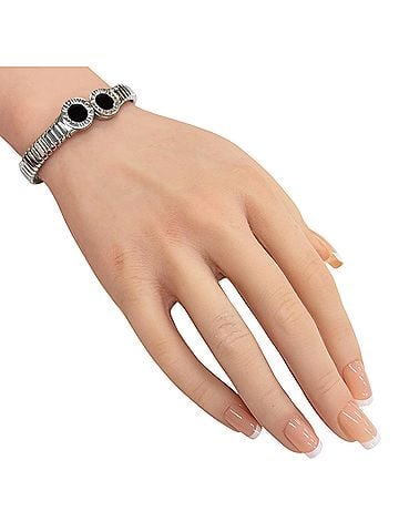 Bvlgari Bulgari Tubogas Bangle, Stainless Steel, Onyx, Women's BVLGARI (view 2)