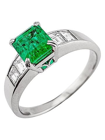 Christian Dior Christian Dior Ring, Dior, 1 Pt900 Platinum, Emerald 0.78ct, Diamond 0.40ct, Women's (view 1)