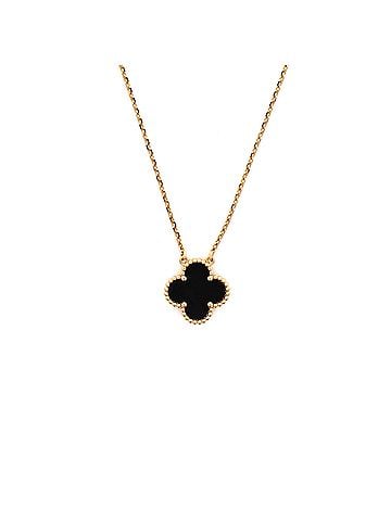 Van Cleef & Arpels Vintage Alhambra Pendant Necklace 18K Yellow Gold and Onyx (view 1)