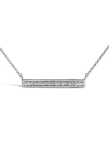Haus of Brilliance Sterling Silver Diamond Accent Milgrain Bar Pendant Necklace (view 2)