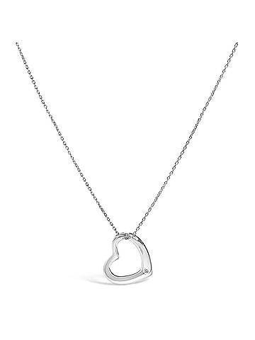 Haus of Brilliance Sterling Silver Bezel Set Diamond Accent Heart Pendant Necklace (view 1)