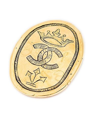 Chanel CC Oval Crown Motif Brooch (view 1)