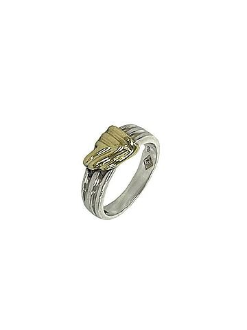 Tiffany & Co. TIFFANY&amp;Co. Tiffany Grooved Signature Ring, Sterling Silver 925, 18K 750YG, Accessory, 084-2 (view 1)