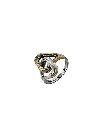 Tiffany & Co. TIFFANY&amp;Co. Tiffany Double Heart Combination Ring, Sterling Silver 925 &amp; 18K 750YG, Accessory, Silver, Item Number 17701 (view 1)