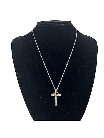Tiffany & Co. TIFFANY&amp;Co. Tiffany Signature Cross Necklace, Sterling Silver 925, 18K 750YG Pendant, Accessory, Silver, 03718 (view 2)