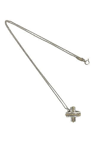 Tiffany & Co. TIFFANY&amp;Co. Tiffany Signature Cross Necklace, Sterling Silver 925, 18K 750YG Pendant Choker, Silver, Item Number 23604 (view 1)