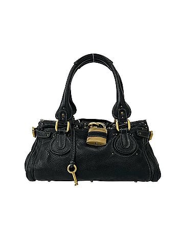 Chloé Chloé Chloe Paddington Logo Hardware Leather Handbag Tote Bag Mini Boston Black 98492 (view 1)