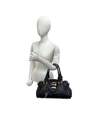 Chloé Chloé Chloe Paddington Logo Hardware Leather Handbag Tote Bag Mini Boston Black 98492 (view 2)